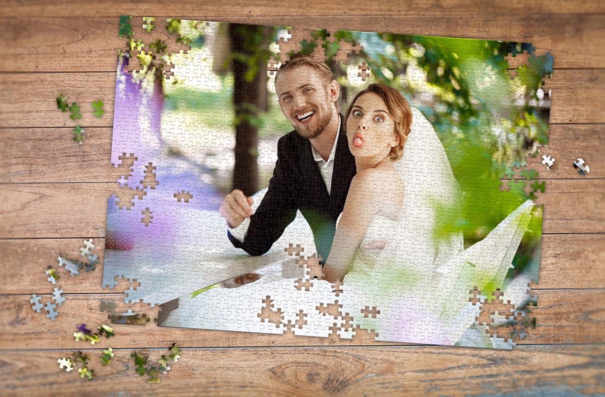 Wedding custom photo puzzle of bride and groom, 1000 pieces custom puzzle | MakeYourPuzzles