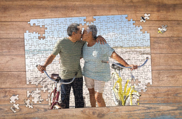Make Your Own Puzzle | Custom Jigsaw Puzzles | 252 Piece Custom Photo Puzzle with elderly couple at beach | Premium Custom Puzzles Made in the USA | Make Your Own Puzzle at MakeYourPuzzles.com