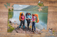 Thumbnail for 48 piece photo puzzle group of hikers at a lake | MakeYourPuzzles
