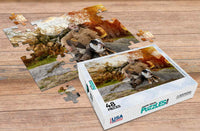 Thumbnail for 48-piece photo puzzle of man and his dog sitting on a rock along with a custom puzzle box | MakeYourPuzzles