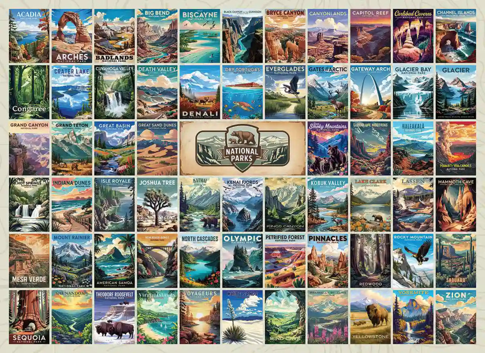 National Parks Puzzle Series with All 63 National Parks Puzzle Collage by MakeYourPuzzles