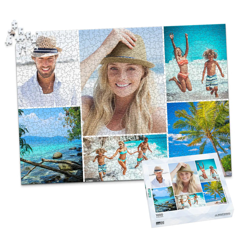 Collage photo puzzle showcasing multiple family memories combined into one beautiful puzzle