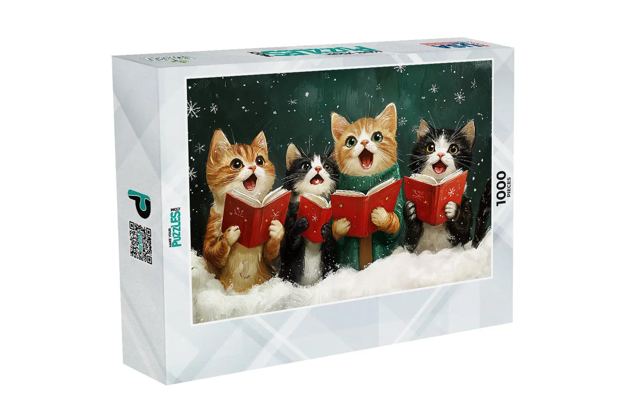 Christmas Caroling Cats Puzzle Delight | MakeYourPuzzles