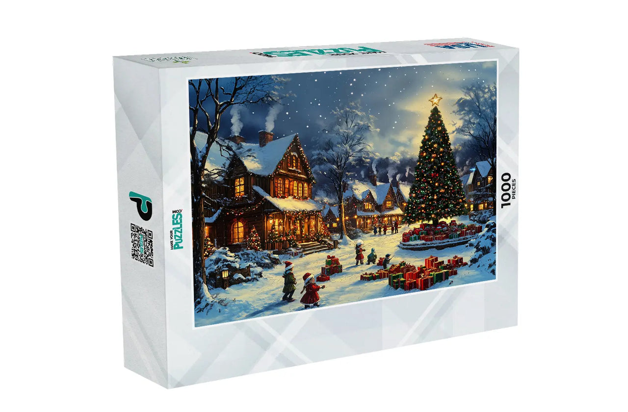 Christmas Eve in Town Square Puzzle | MakeYourPuzzles