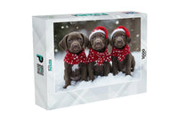 Thumbnail for Christmas Trio of Chocolate Lab Puppies Puzzle | MakeYourPuzzles
