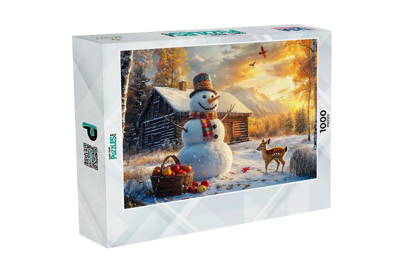 Frosty Friend and Woodland Cabin Puzzle | MakeYourPuzzles