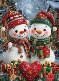 Thumbnail for Heartwarming Snowman Couple Christmas Puzzle | MakeYourPuzzles