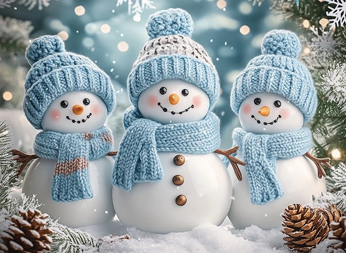 Cozy Snowman Family in Blue Puzzle | MakeYourPuzzles