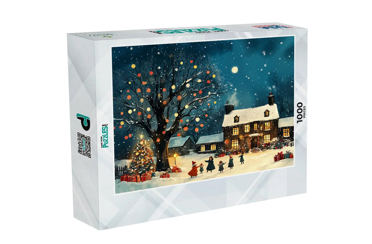 Festive Snowy Night by the Christmas Tree Puzzle | MakeYourPuzzles
