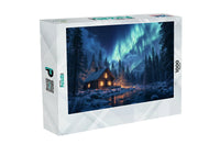 Thumbnail for Cabin Under the Northern Lights Winter Puzzle Box | MakeYourPuzzles
