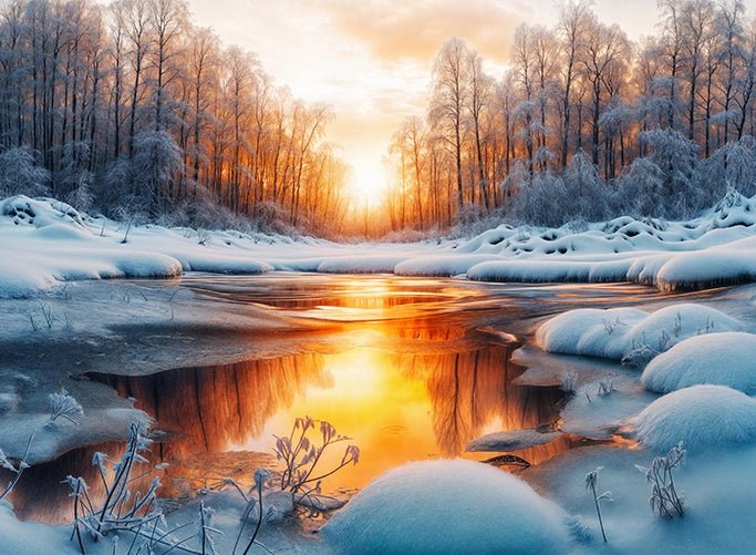 Golden Sunrise Over Snowy River Puzzle | MakeYourPuzzles