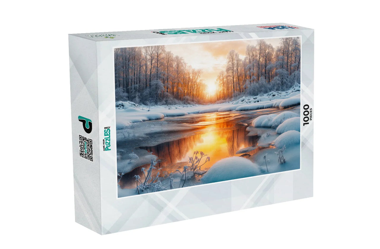 Golden Sunrise Over Snowy River Puzzle Box | MakeYourPuzzles