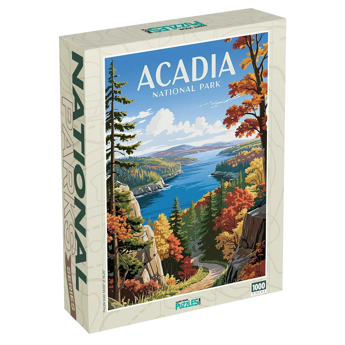 Acadia National Park Puzzle Fall 1000 piece puzzle box by MakeYourPuzzles
