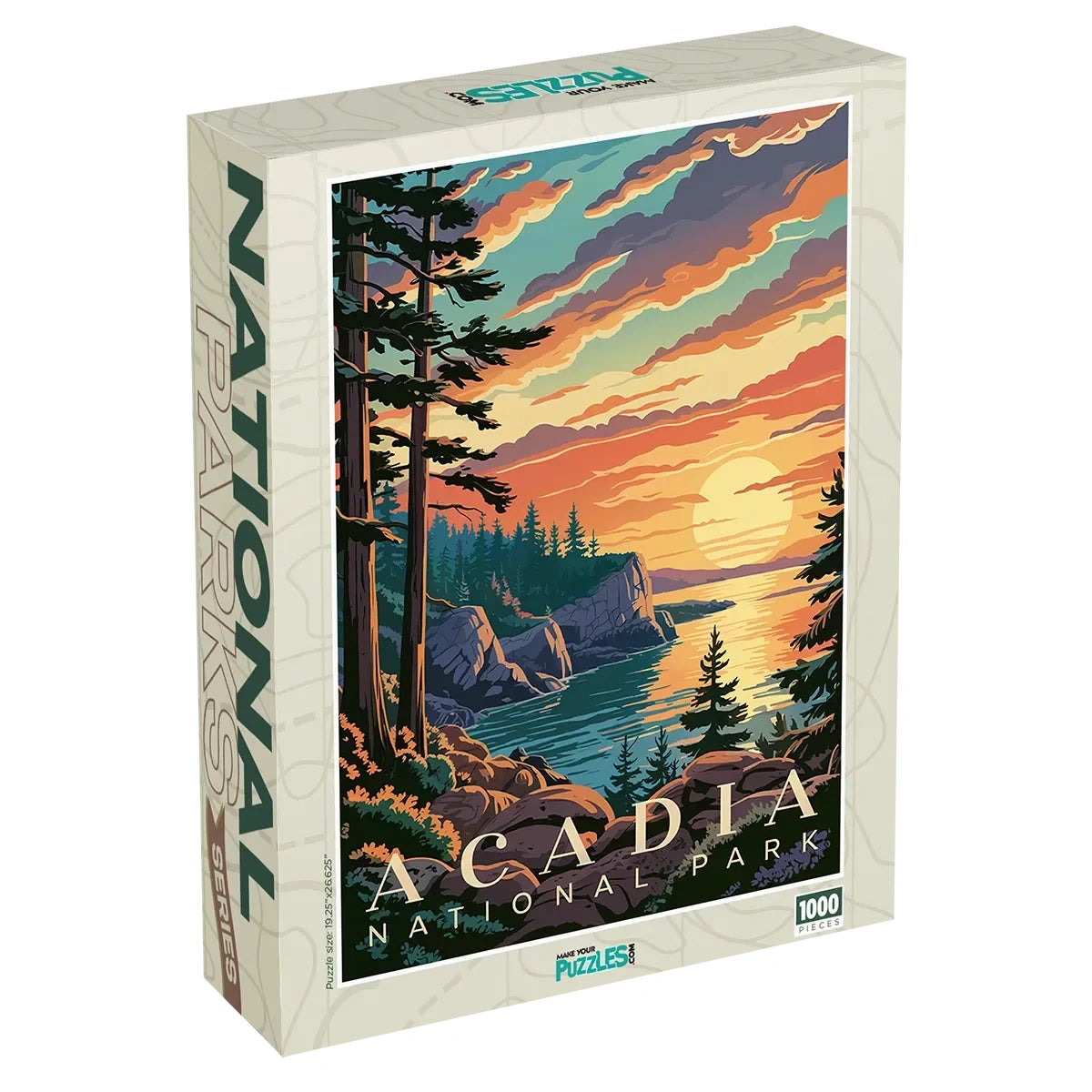 Acadia National Park Puzzle Sunset 1000 piece puzzle box by MakeYourPuzzles