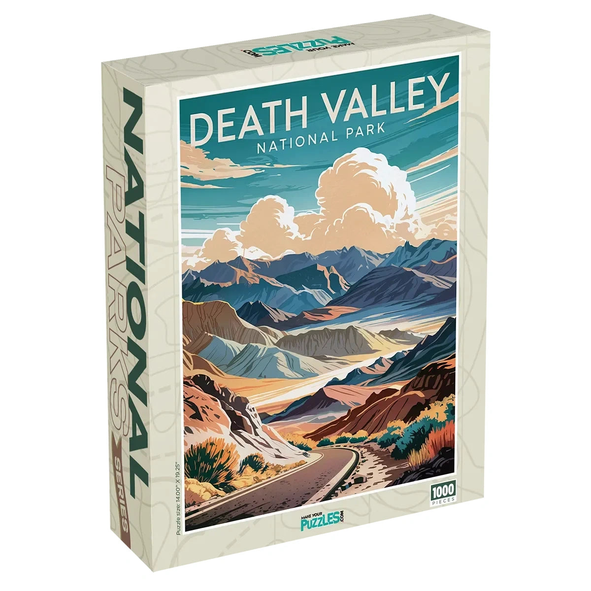 Death Valley National Park 1000 piece jigsaw puzzle box by MakeYourPuzzles
