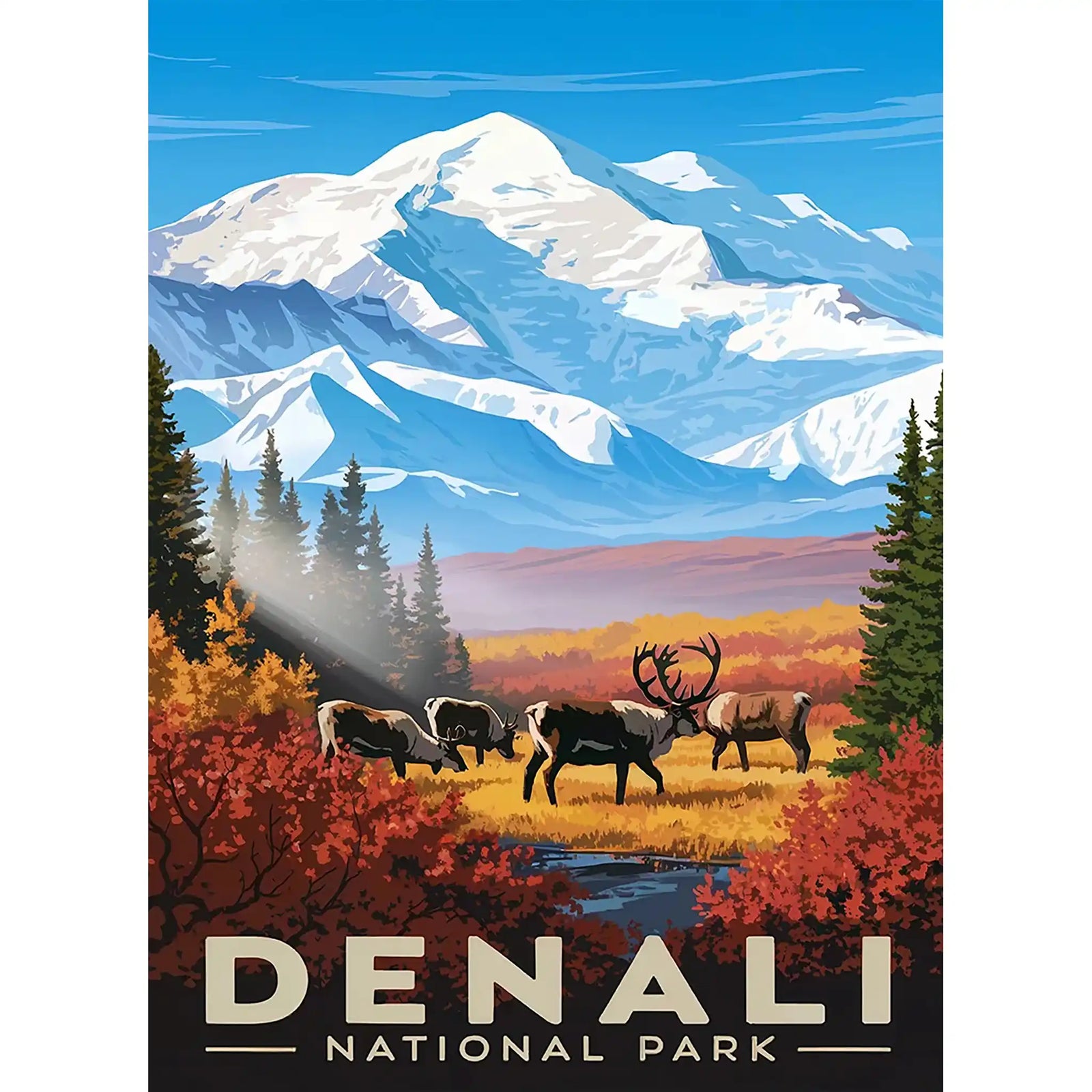 Denali National Park Puzzle Caribou by MakeYourPuzzles | Premium Quality Jigsaw Puzzle made in the USA