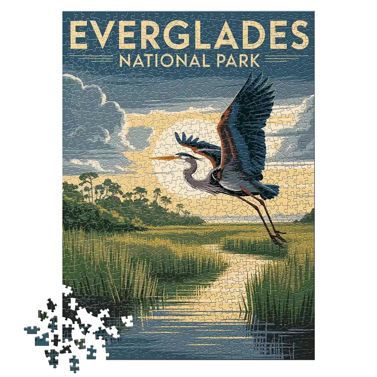 Everglades National Park Blue Heron 1000 piece puzzle by MakeYourPuzzles