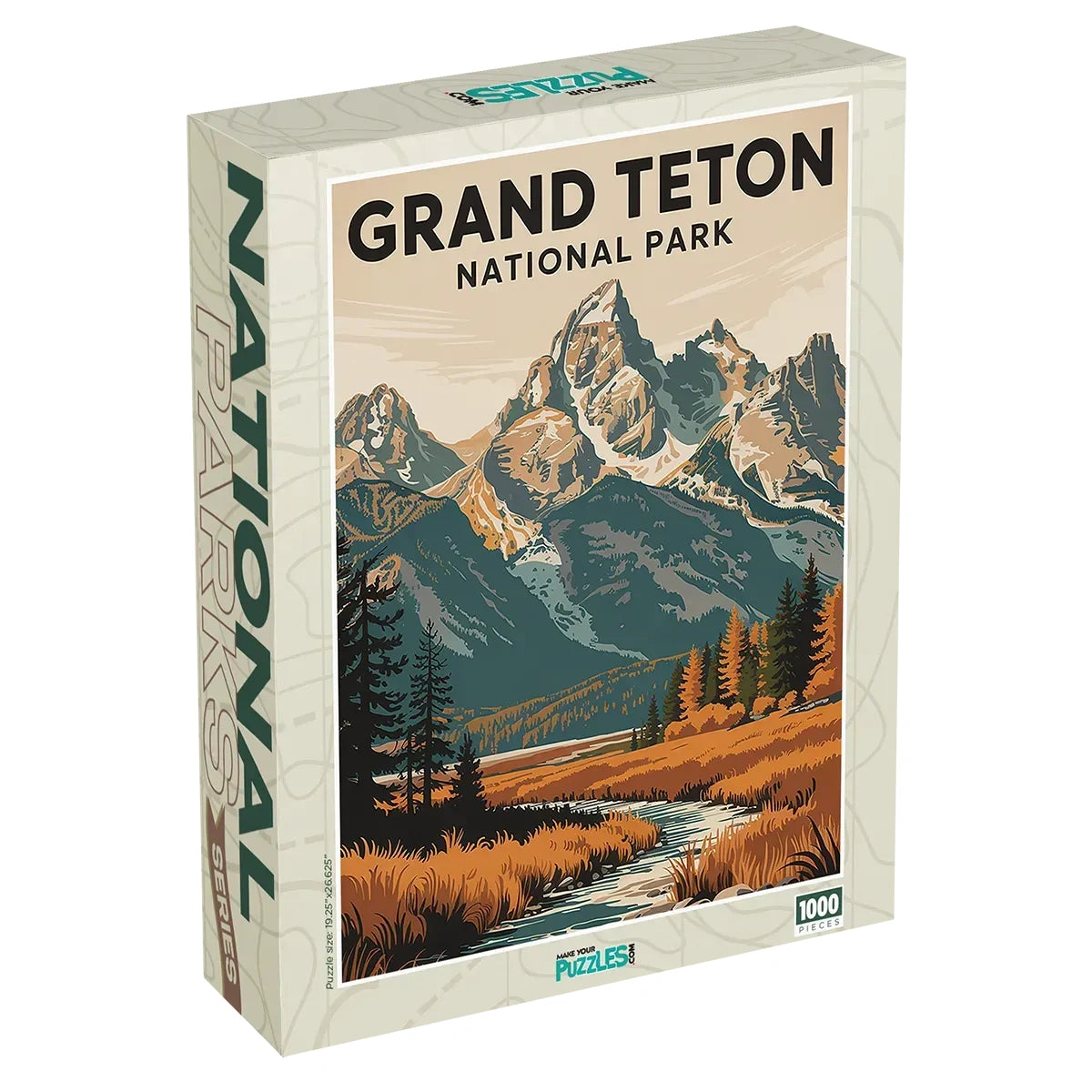 Grand Teton National Park Puzzle Fall 1000 piece puzzle box by MakeYourPuzzles | Made in the USA