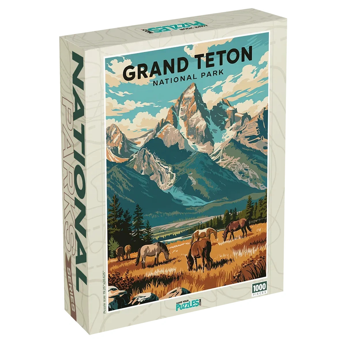 Grand Teton National Park Puzzle Horses 1000 piece puzzle box by MakeYourPuzzles