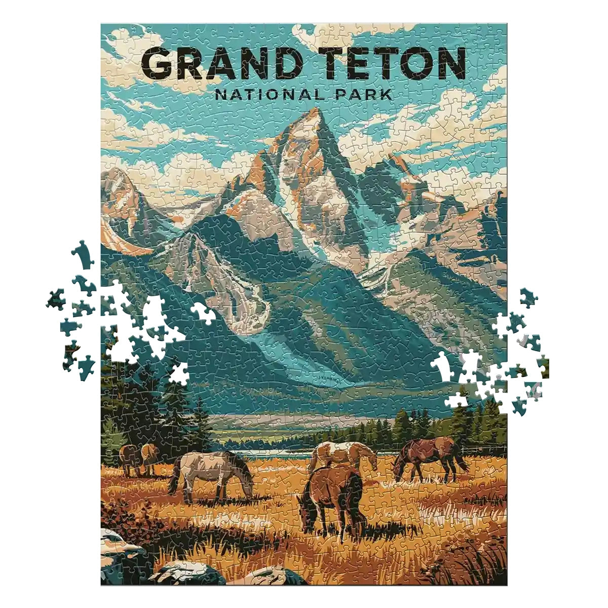 Grand Teton National Park Horses 1000 piece jigsaw puzzle by MakeYourPuzzles