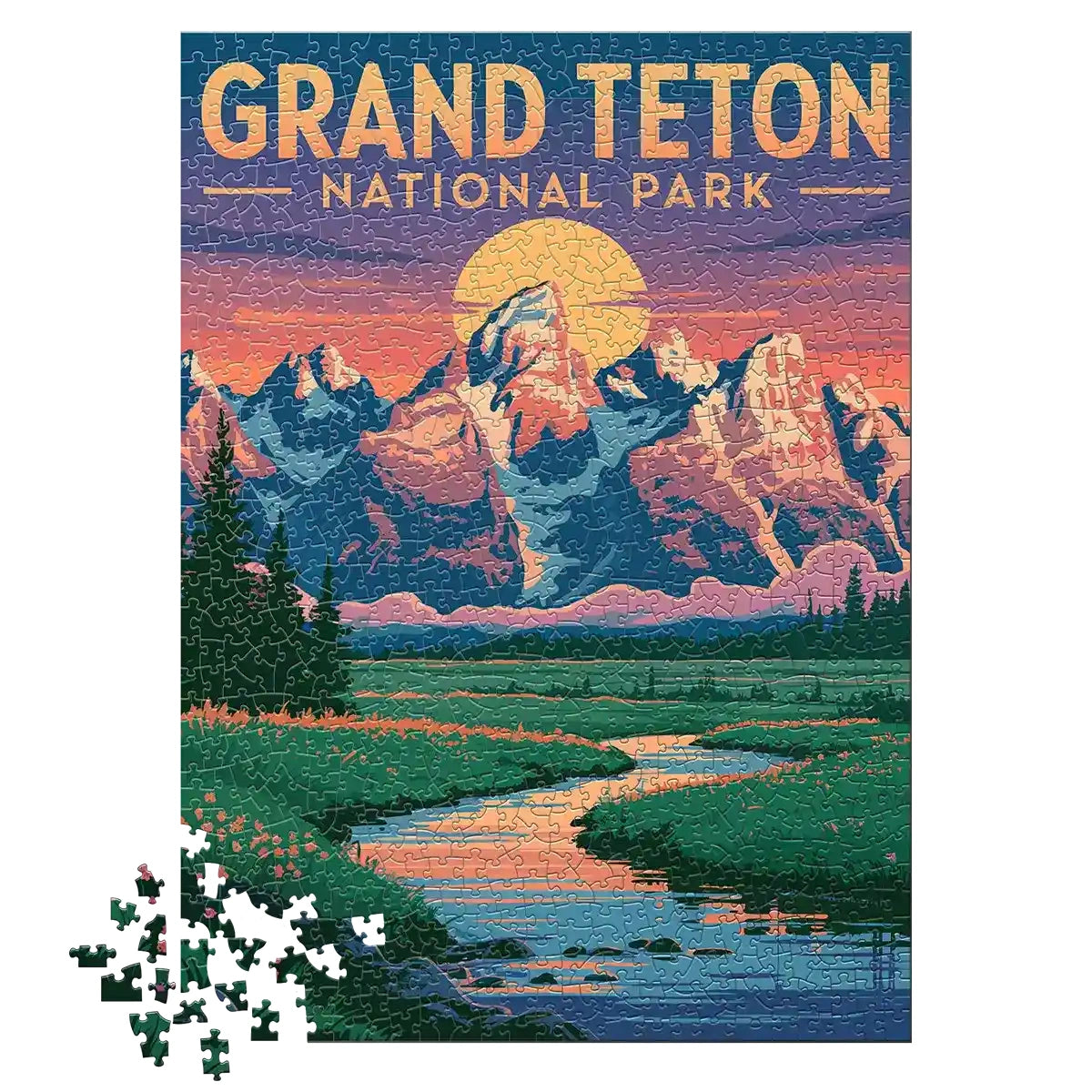 Grand Teton National Park Sunset 1000 piece jigsaw puzzle by MakeYourPuzzles