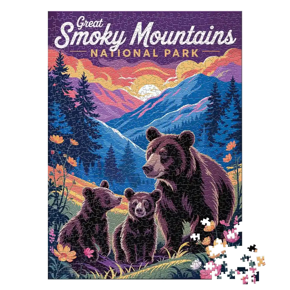 Great Smoky Mountains National Park Bear Family 1000 piece puzzle MakeYourPuzzles