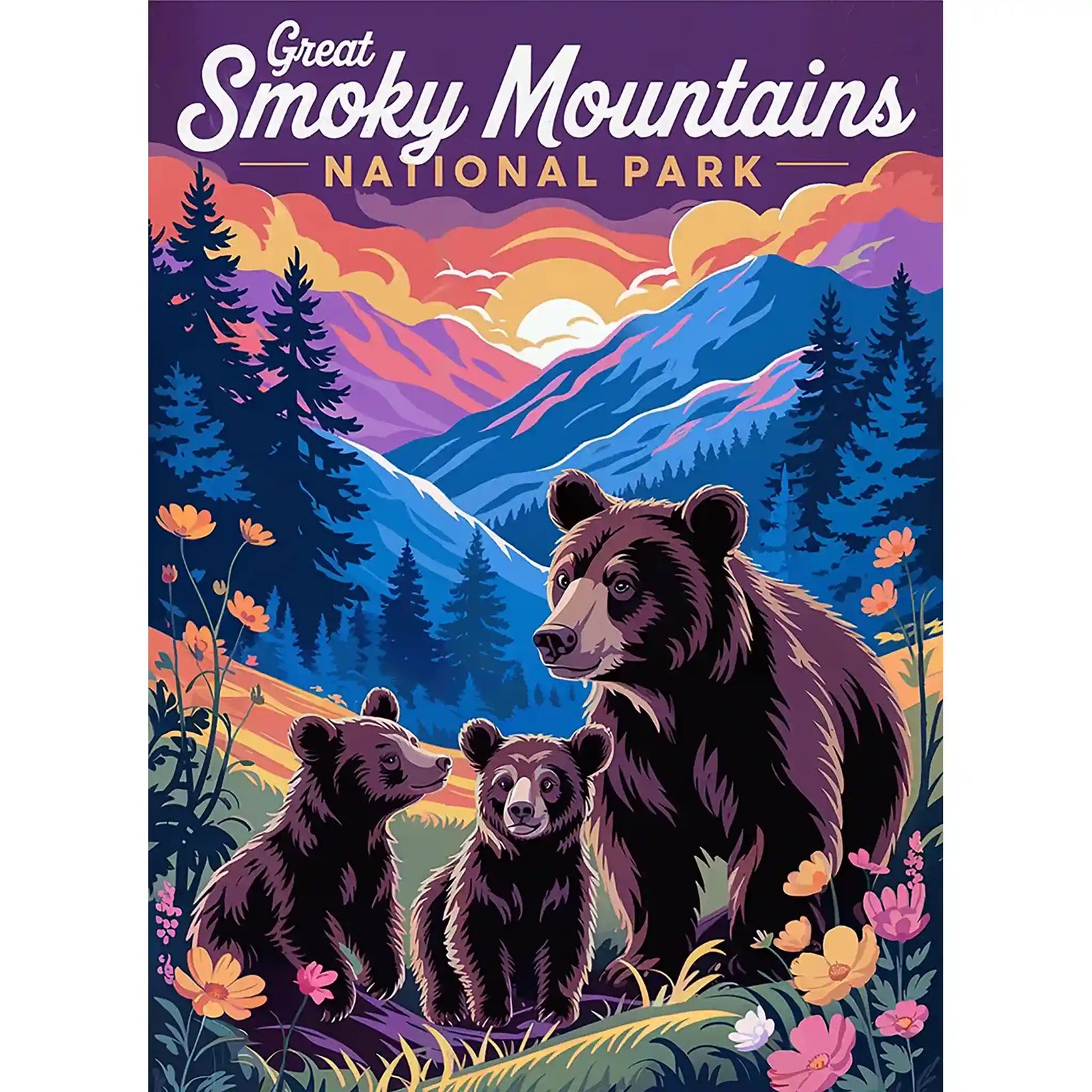 Great Smoky Mountains National Park Puzzle Bear Family by MakeYourPuzzles | Made in the USA