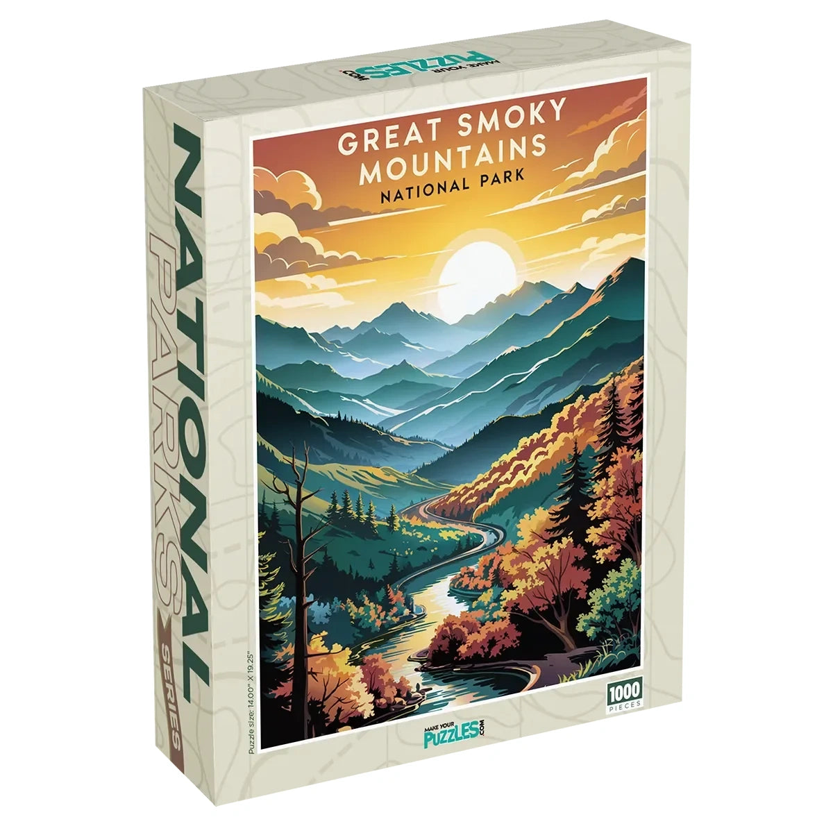 Great Smoky Mountains National Park Smoky Dawn Puzzle 1000 piece jigsaw puzzle box by MakeYourPuzzles