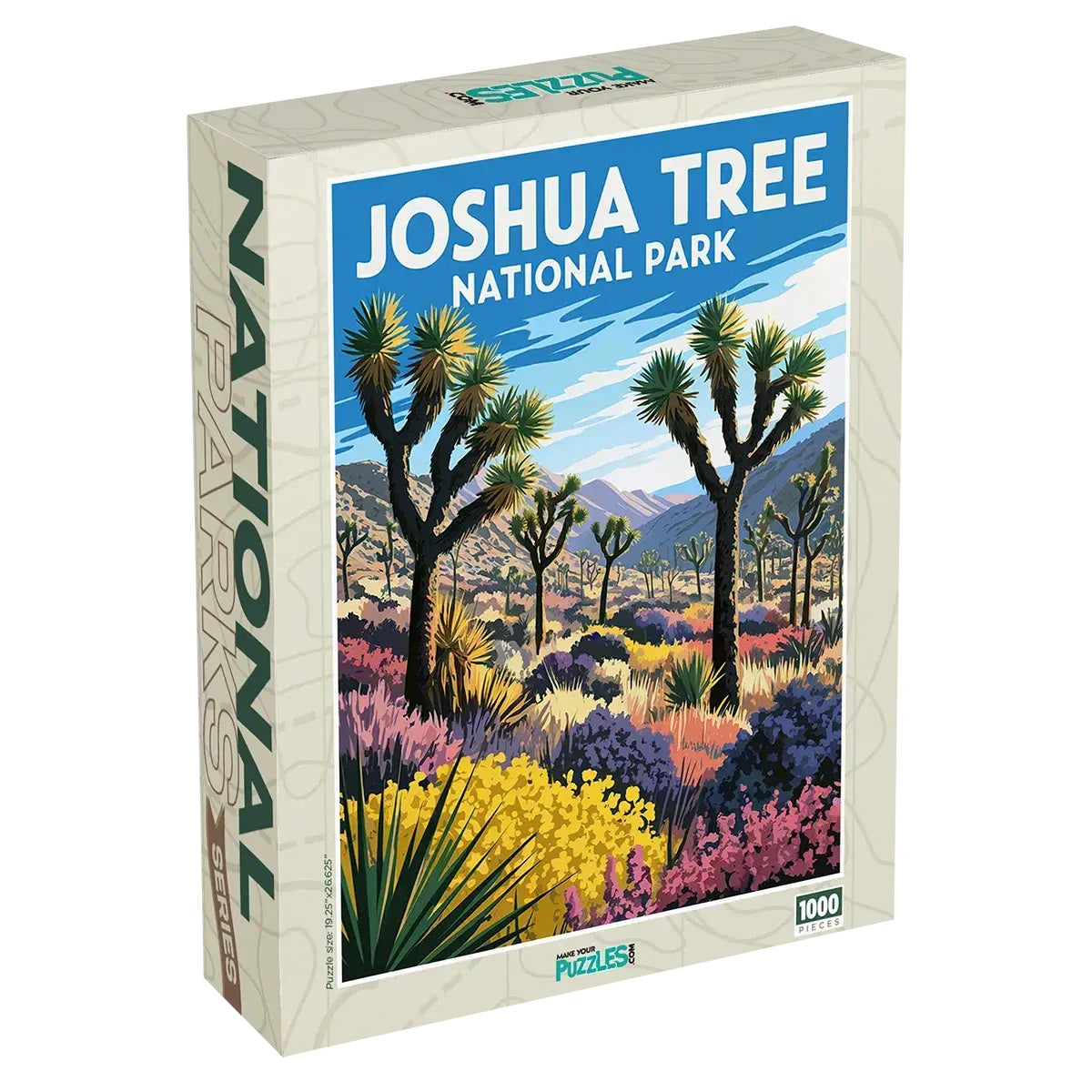 Joshua Tree National Park Jigsaw Puzzle Blooms 1000 piece puzzle box by MakeYourPuzzles