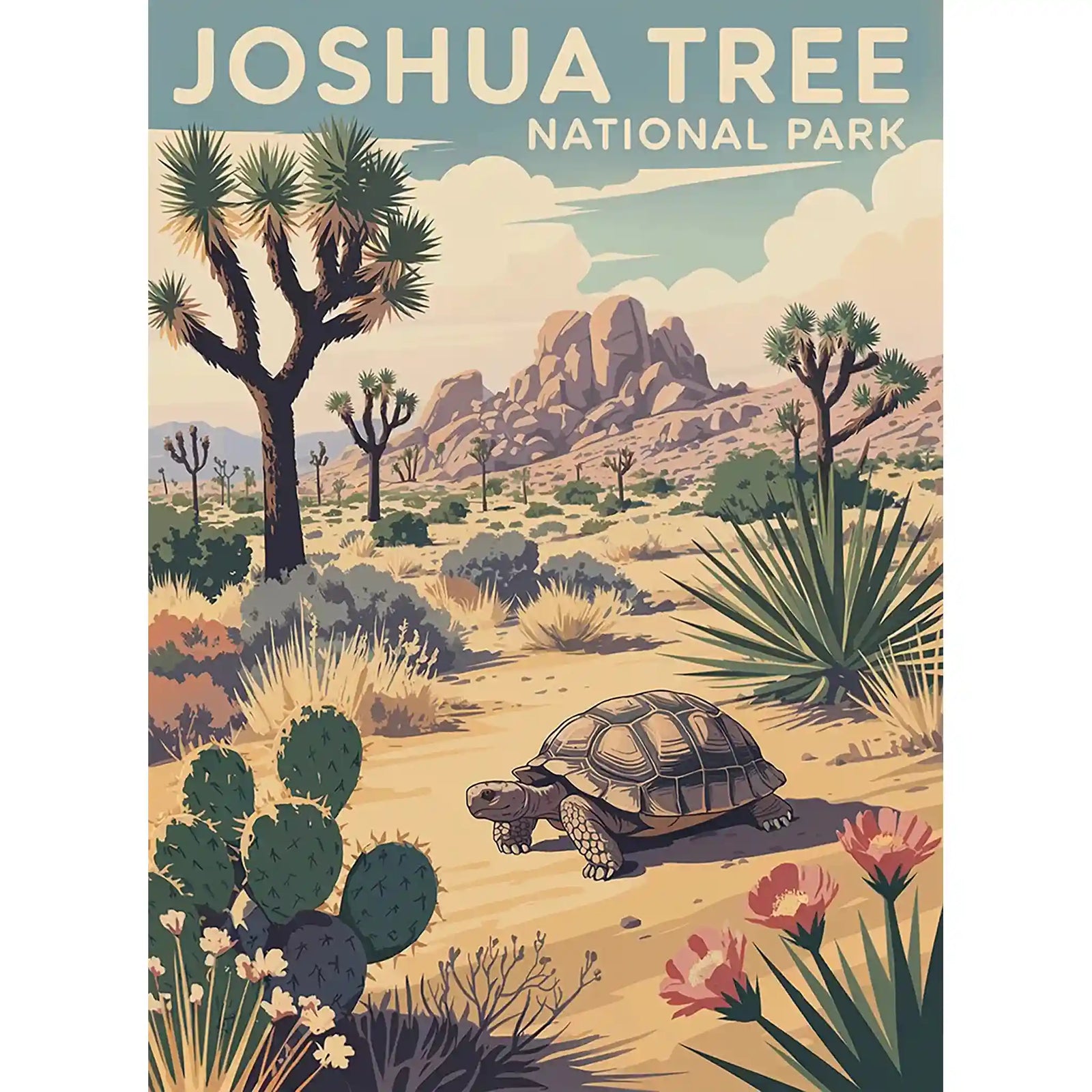 Joshua Tree National Park Puzzle Tortoise by MakeYourPuzzles | WPA inspired Jigsaw Puzzle made in the USA
