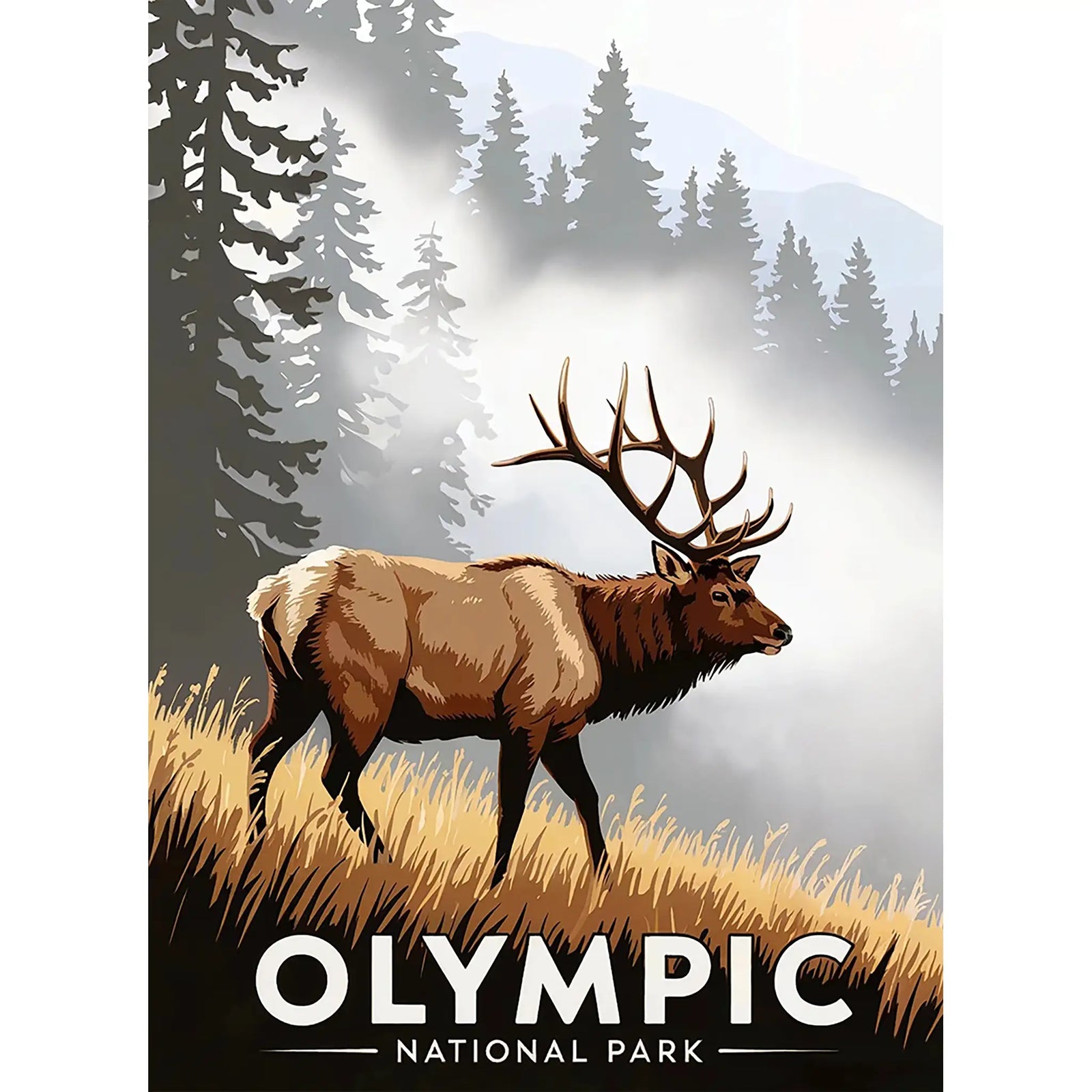 Olympic National Park Puzzle Roosevelt Elk by MakeYourPuzzles | Premium Jigsaw Puzzle made in the USA
