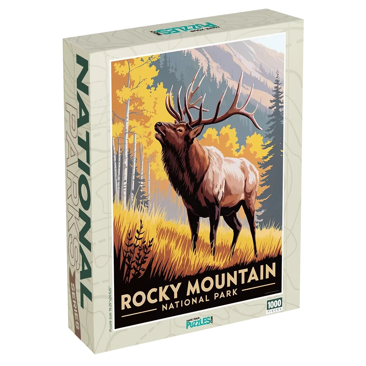 Rocky Mountain National Park Puzzle Elk 1000 piece jigsaw puzzle box by MakeYourPuzzles