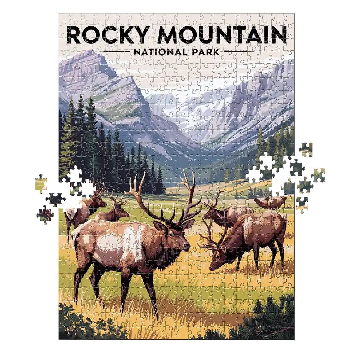 Rocky Mountain Puzzle Elk herd 500 piece puzzle by MakeYourPuzzles