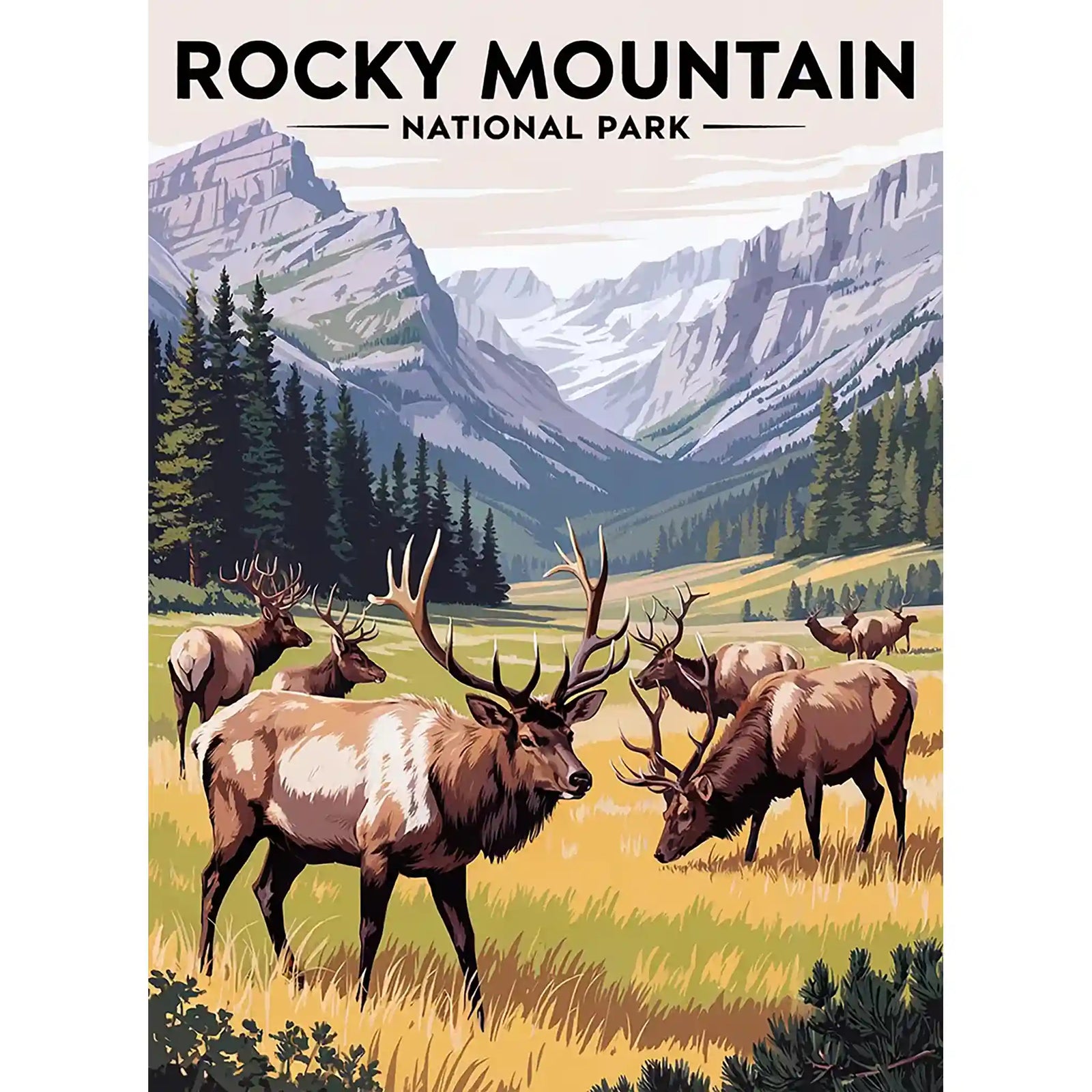 Rocky Mountain National Park Puzzle Elk Herd by MakeYourPuzzles | Premium Quality made in the USA