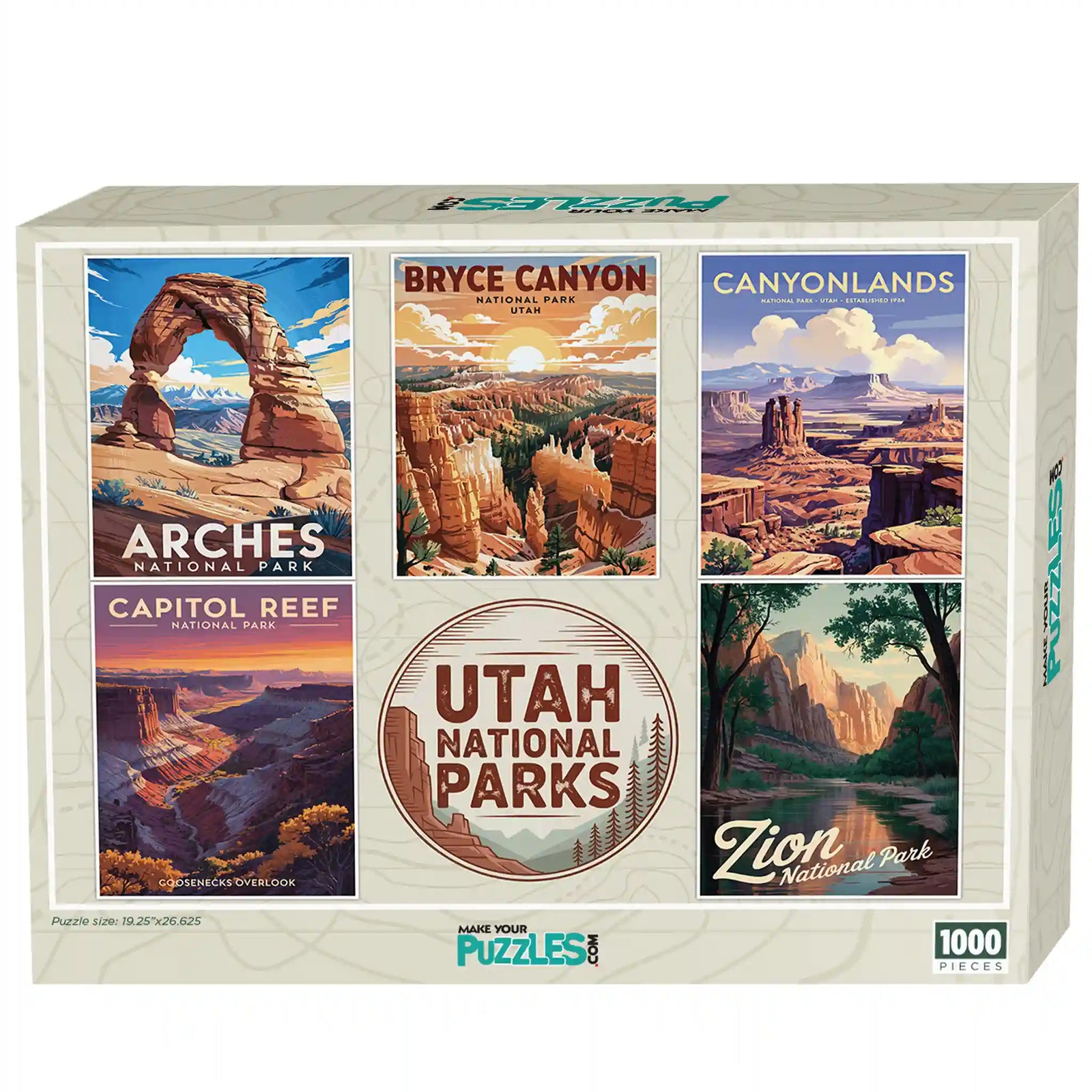 Utah National Parks Collage Puzzle 1000 piece puzzle box by MakeYourPuzzles