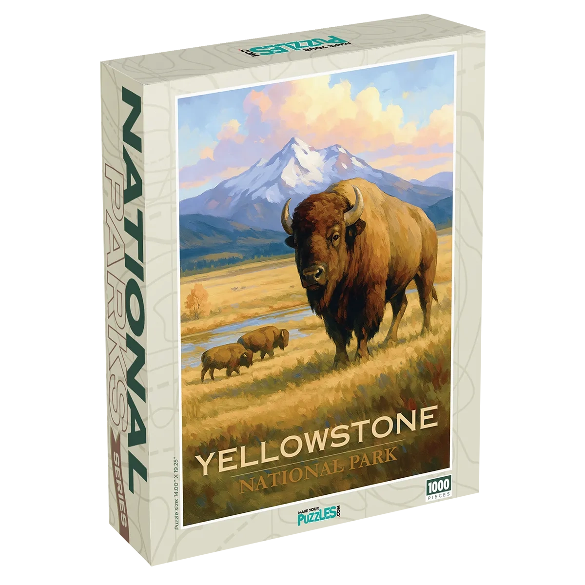 Yellowstone National Park Puzzle Box Bison by MakeYourPuzzles