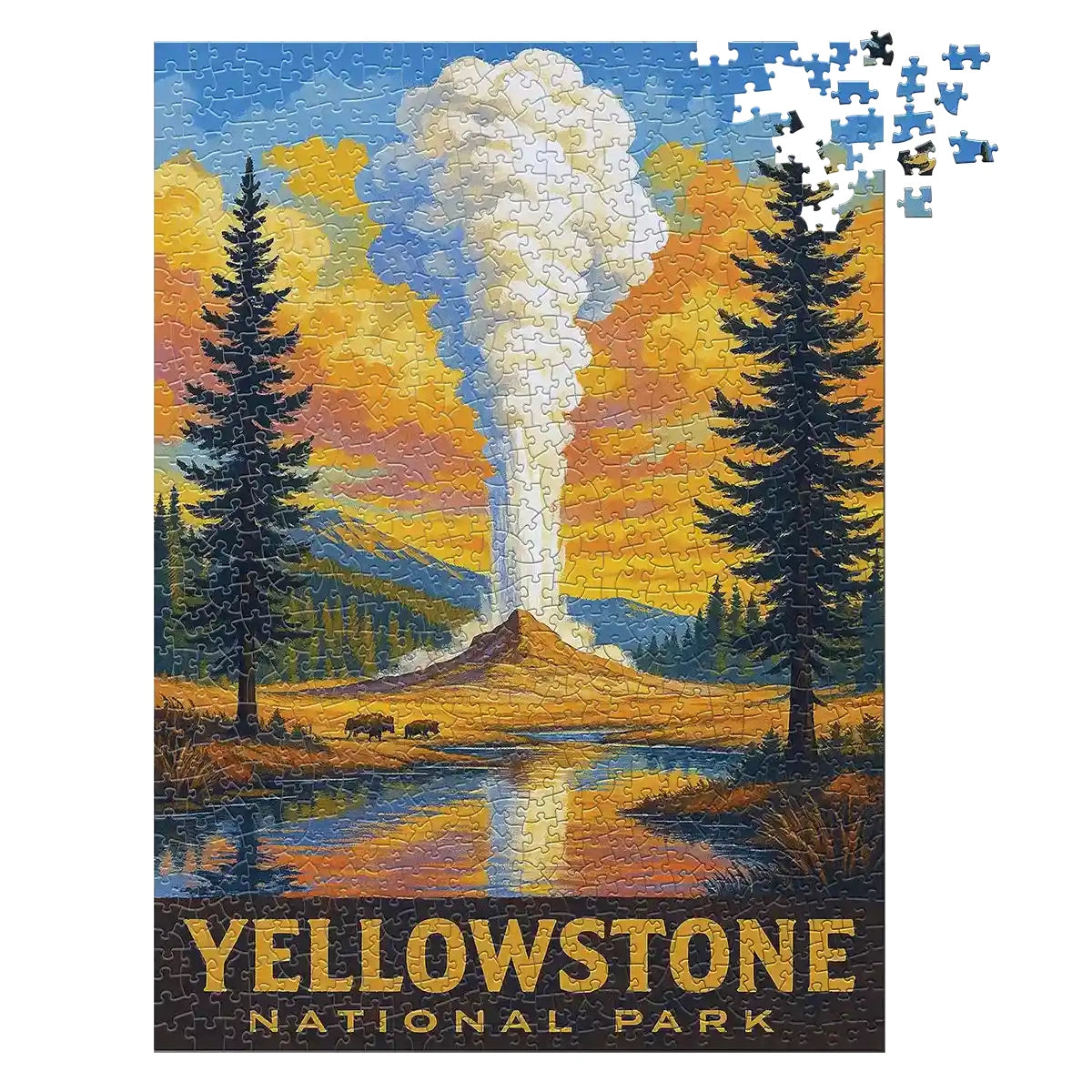 Yellowstone National Park Puzzle Geyser 1000 piece puzzle by MakeYourPuzzles | Made in the USA