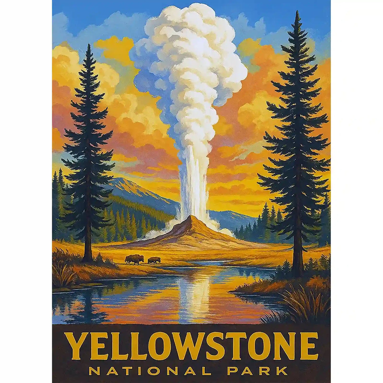 Yellowstone Puzzle Geyser National Park scene by MakeYourPuzzles | Made in the USA