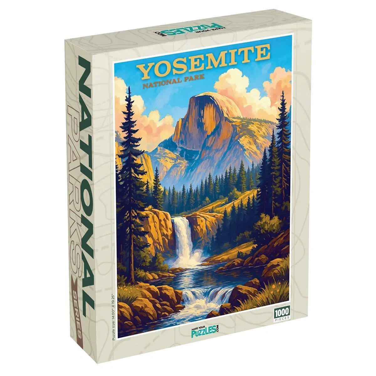 Yosemite Puzzle with a 1000 piece jigsaw puzzle box by MakeYourPuzzles