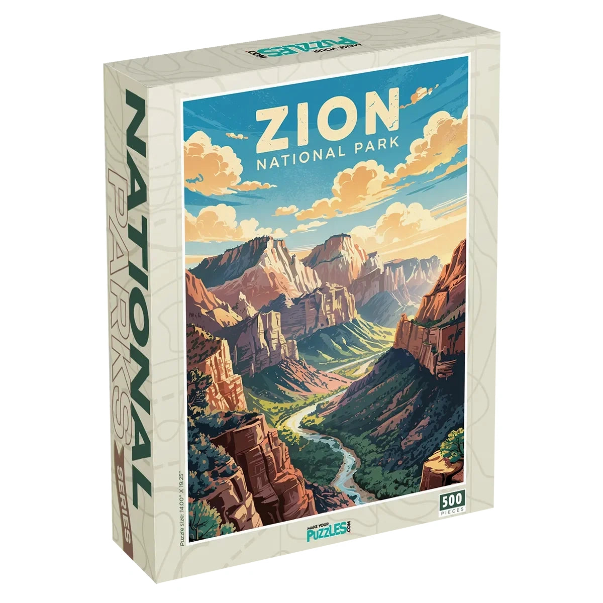 Zion National Park Puzzle Sanctuary 500 piece puzzle box by MakeYourPuzzles