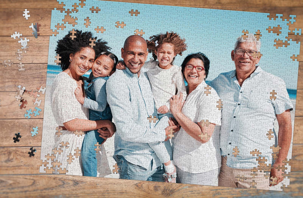 Grandparents with children and grandchildren photo puzzle