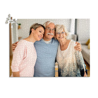 1000 piece custom Father’s Day photo puzzle featuring a father with his wife and daughter.