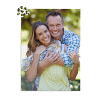 1000 piece personalized couple puzzle featuring a smiling couple embracing outdoors.