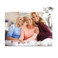 100 piece custom Mother’s Day photo puzzle featuring a mother with her two adult daughters.