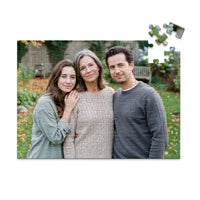 100 piece personalized Mom puzzle featuring a mother with her adult daughter and son outdoors.