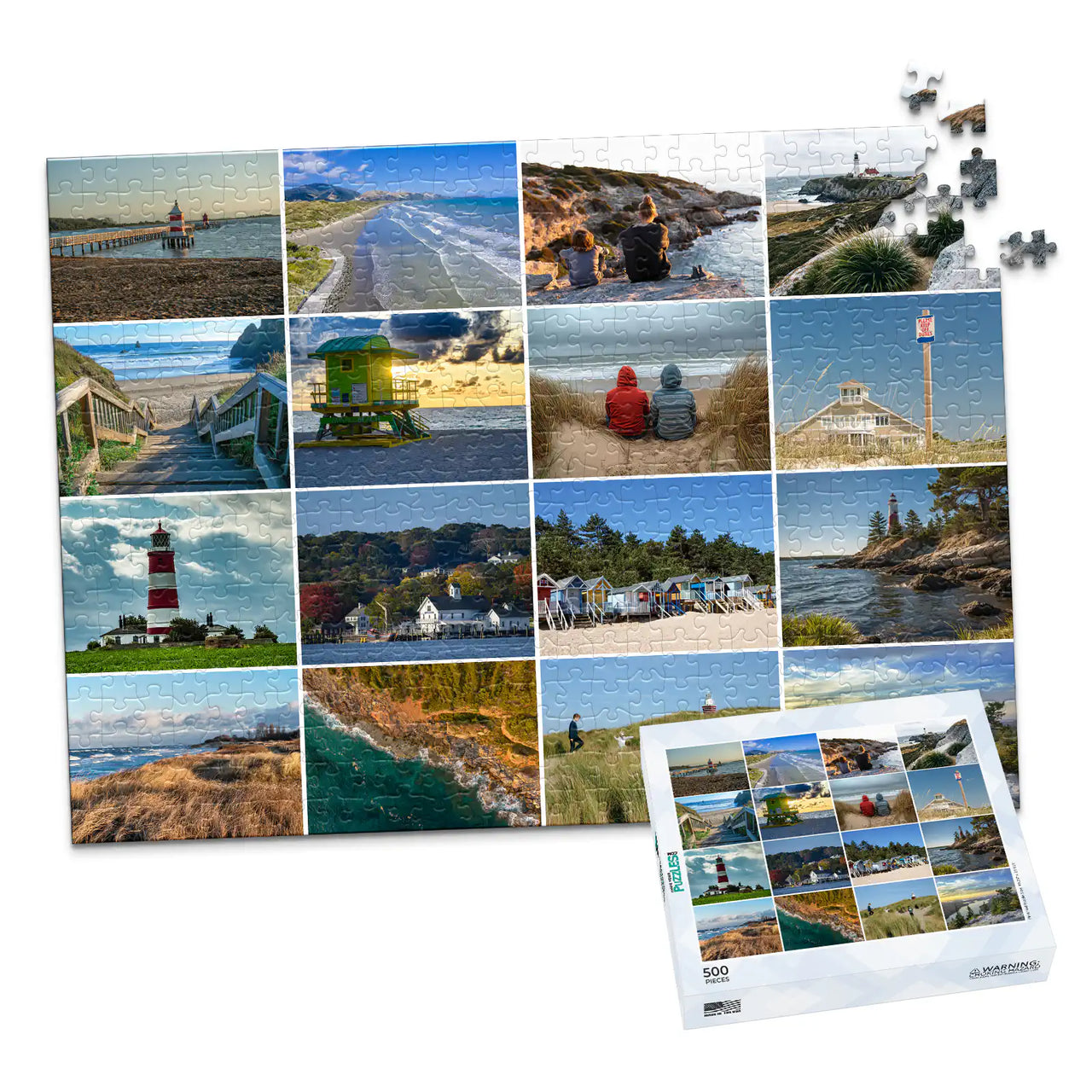 16 Collage Grid Photo Puzzle – Landscape - 500 piece and box