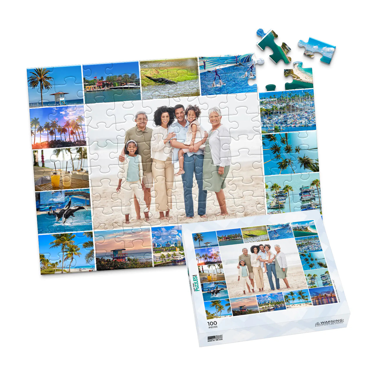 17 Collage Feature Photo Puzzle – Center - 100 piece and box