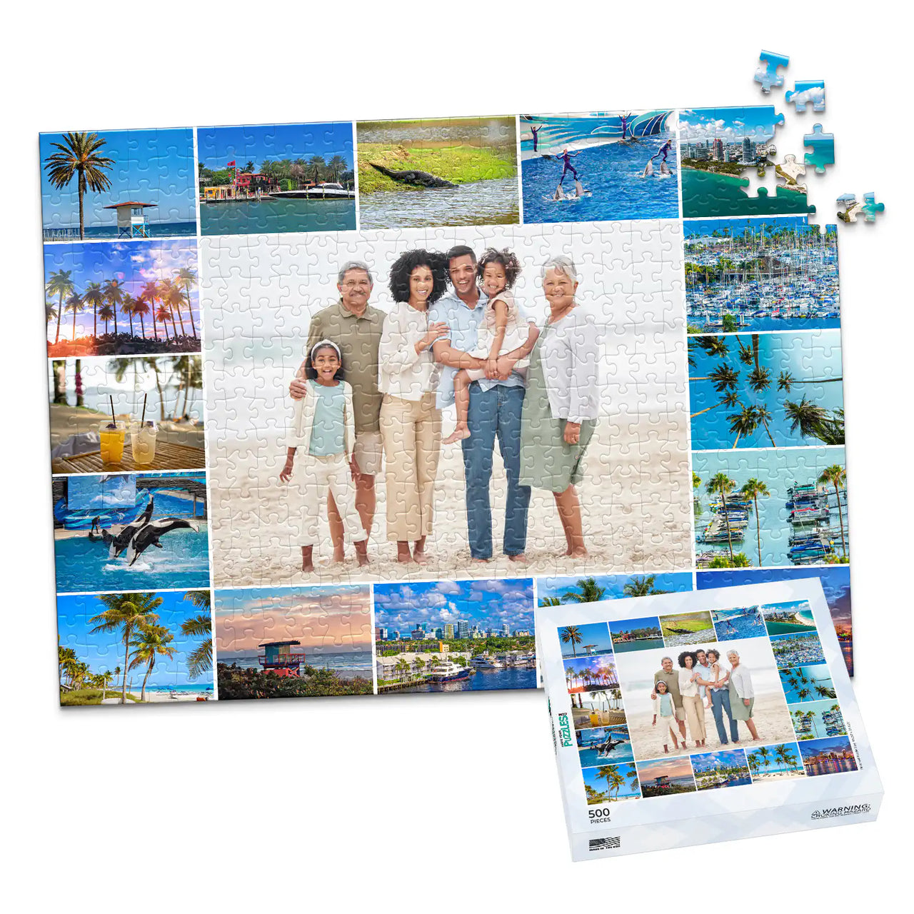 17 Collage Feature Photo Puzzle – Center - 500 piece and box