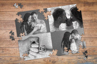 Thumbnail for 252 Piece Photo Collage Puzzle of young couple and newborn in black and white | Premium Collage Photo Puzzles Made in the USA | Make Your Own Puzzle at MakeYourPuzzles