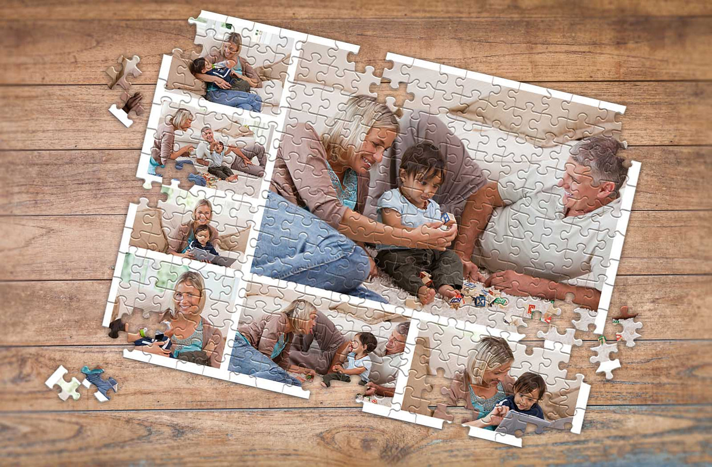 252 Piece Photo Collage Puzzle with parents and young child - Premium Collage Photo Puzzles Made in the USA | Make Your Own Puzzle at MakeYourPuzzles